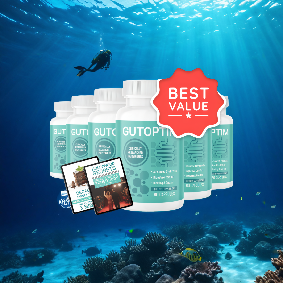 GutOptim - 6 Bottles + 2  Ebooks